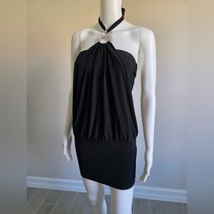 FD Elegant Black Halter Dress